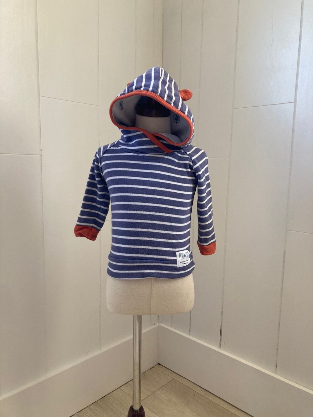 Purl Lamb The Hoody Company Striped Pullover Hoodie, Size 12-18M